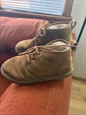 UGG Chestnut Suede Shearling-Lined Lace-Up Ankle Booties